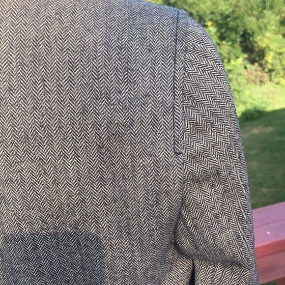 Gap Blazer Winter Spring wool suede elbow patches Herringbone Blazer Browns  8 - Picture 11 of 16